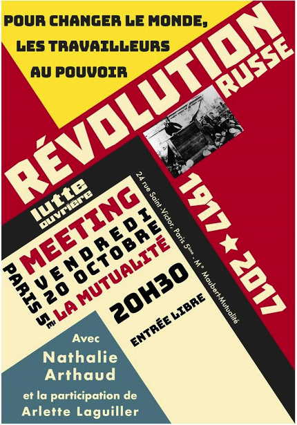 Affiche. Meeting à Paris. 1917-2017, la Révolution russe. 2017-10-20